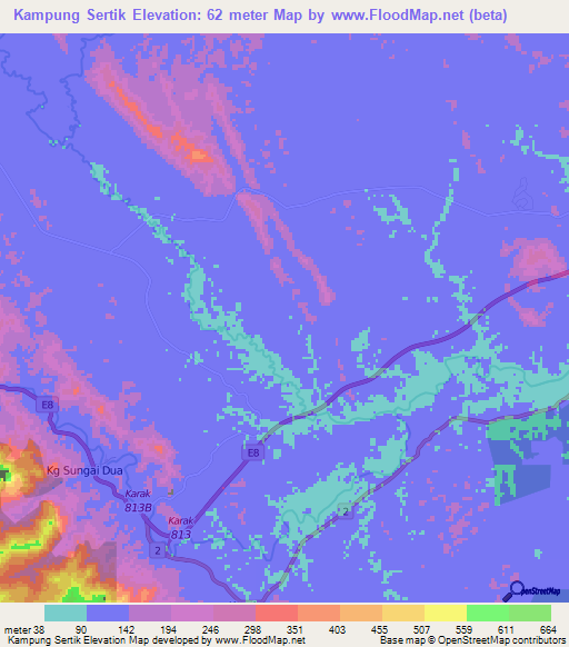 Kampung Sertik,Malaysia Elevation Map