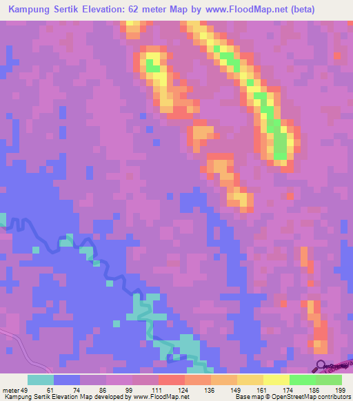 Kampung Sertik,Malaysia Elevation Map