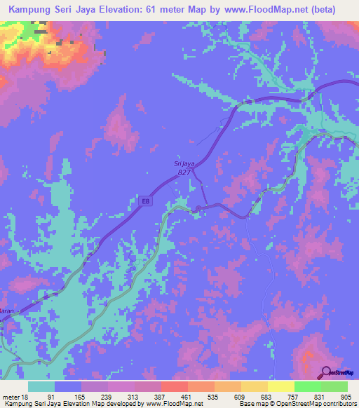 Kampung Seri Jaya,Malaysia Elevation Map