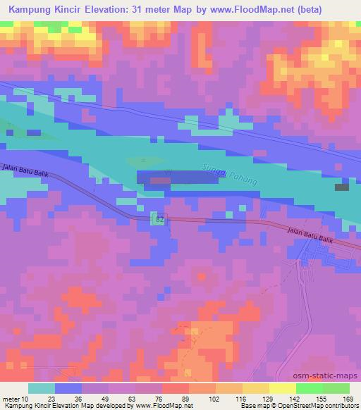 Kampung Kincir,Malaysia Elevation Map