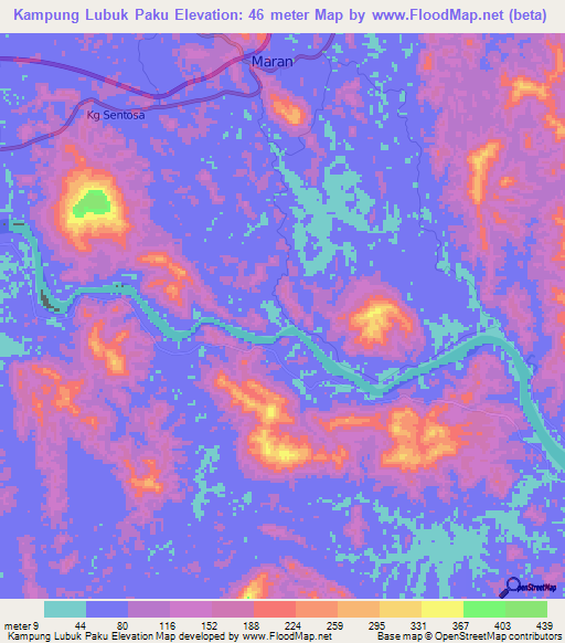 Kampung Lubuk Paku,Malaysia Elevation Map