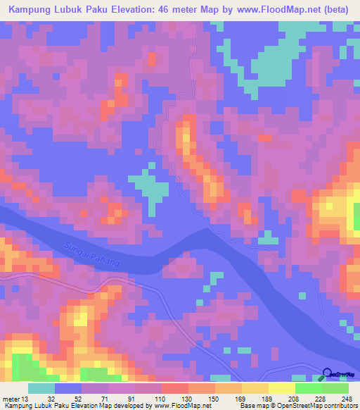 Kampung Lubuk Paku,Malaysia Elevation Map