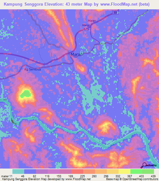 Kampung Senggora,Malaysia Elevation Map