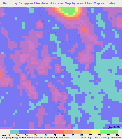 Kampung Senggora,Malaysia Elevation Map