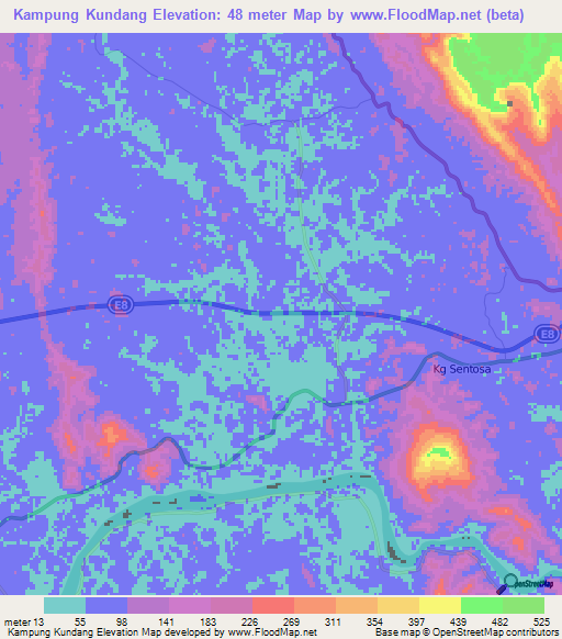 Kampung Kundang,Malaysia Elevation Map