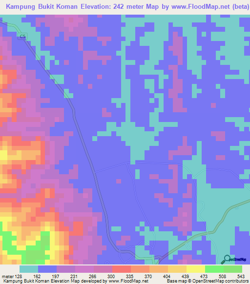 Kampung Bukit Koman,Malaysia Elevation Map