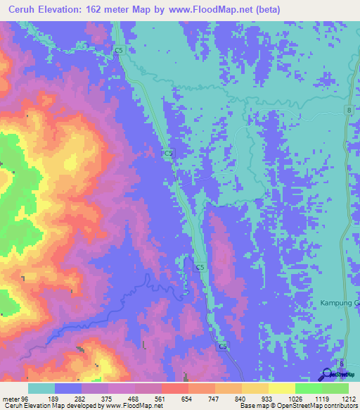 Ceruh,Malaysia Elevation Map