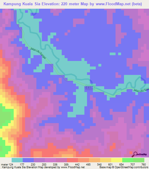 Kampung Kuala Sia,Malaysia Elevation Map