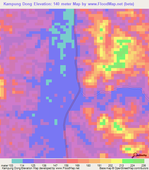 Kampung Dong,Malaysia Elevation Map