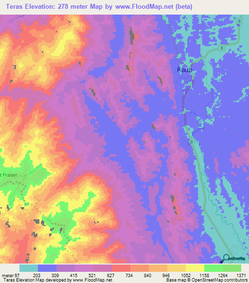 Teras,Malaysia Elevation Map