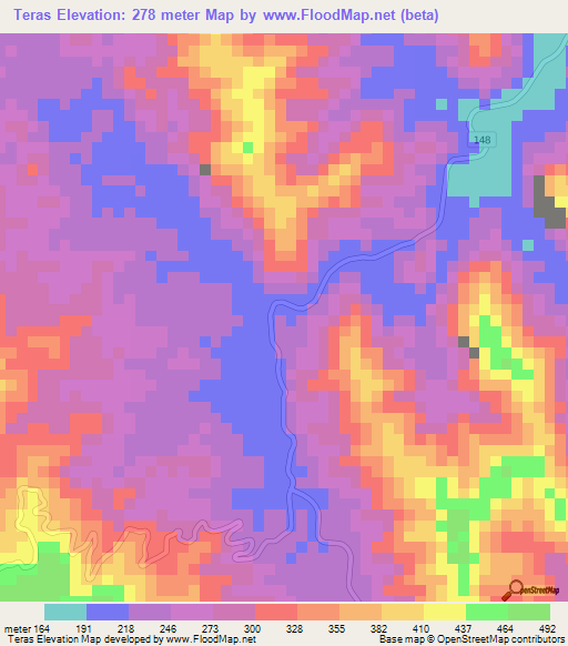 Teras,Malaysia Elevation Map