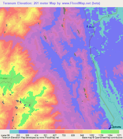 Teranum,Malaysia Elevation Map