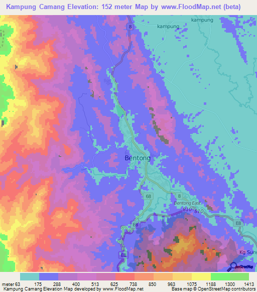 Kampung Camang,Malaysia Elevation Map