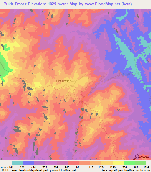 Bukit Fraser,Malaysia Elevation Map