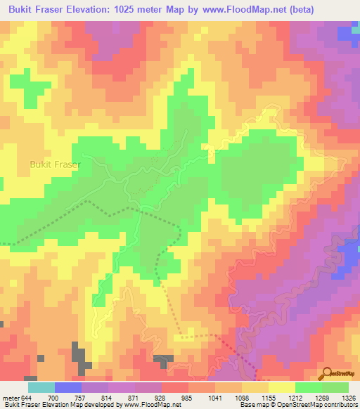 Bukit Fraser,Malaysia Elevation Map