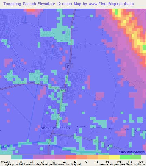 Tongkang Pechah,Malaysia Elevation Map