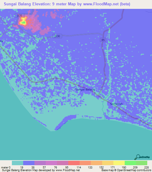 Sungai Balang,Malaysia Elevation Map