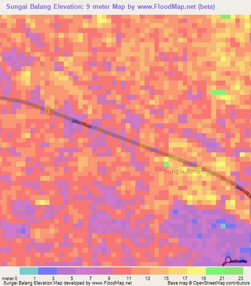 Sungai Balang,Malaysia Elevation Map