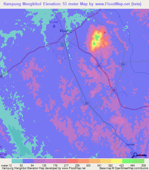 Kampung Mengkibol,Malaysia Elevation Map