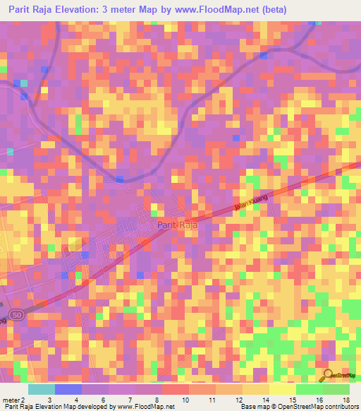 Parit Raja,Malaysia Elevation Map