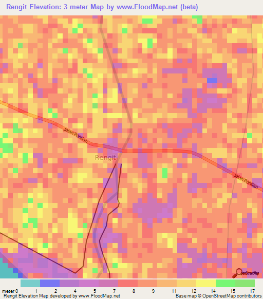 Rengit,Malaysia Elevation Map