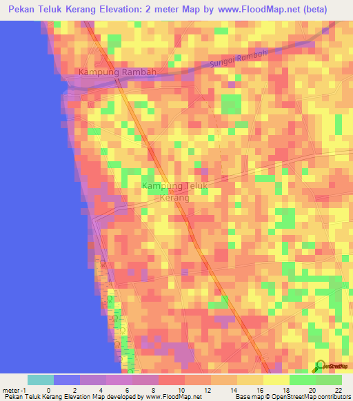 Pekan Teluk Kerang,Malaysia Elevation Map