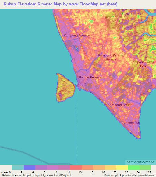 Kukup,Malaysia Elevation Map