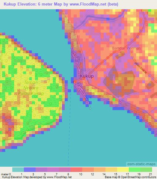 Kukup,Malaysia Elevation Map