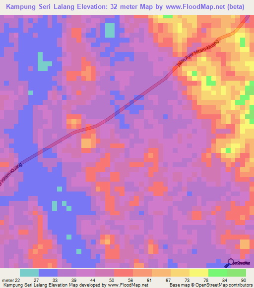 Kampung Seri Lalang,Malaysia Elevation Map