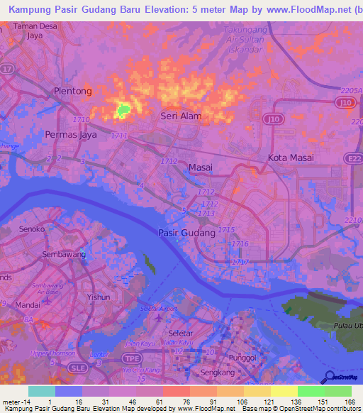 Kampung Pasir Gudang Baru,Malaysia Elevation Map