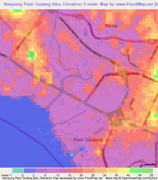 Kampung Pasir Gudang Baru,Malaysia Elevation Map