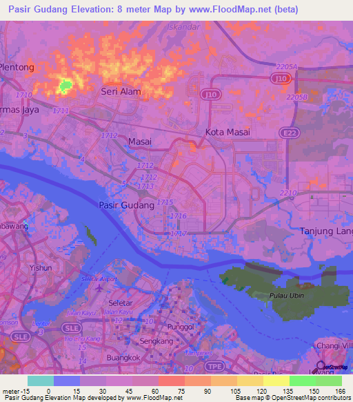 Pasir Gudang,Malaysia Elevation Map