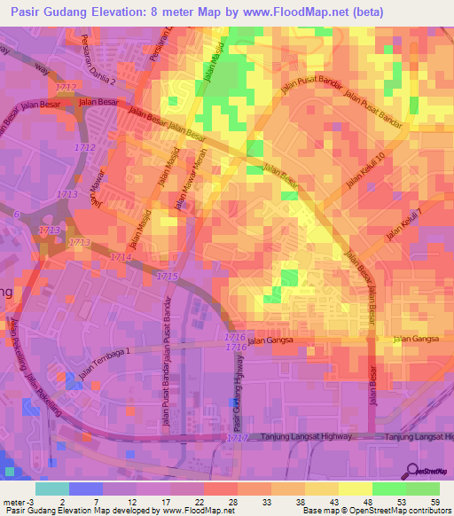 Pasir Gudang,Malaysia Elevation Map