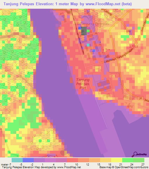 Tanjung Pelepas,Malaysia Elevation Map