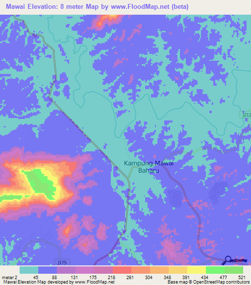 Mawai,Malaysia Elevation Map