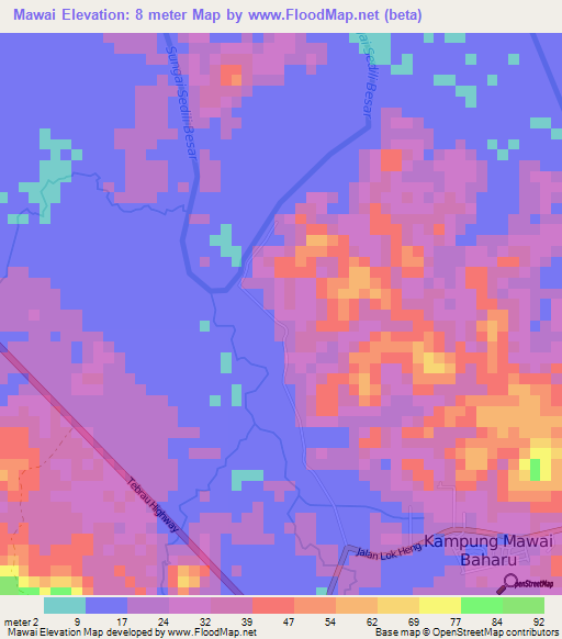 Mawai,Malaysia Elevation Map