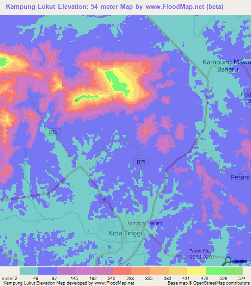 Kampung Lukut,Malaysia Elevation Map