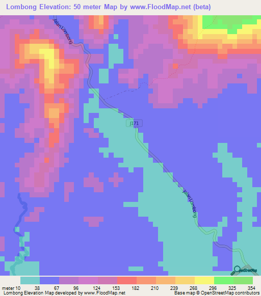 Lombong,Malaysia Elevation Map