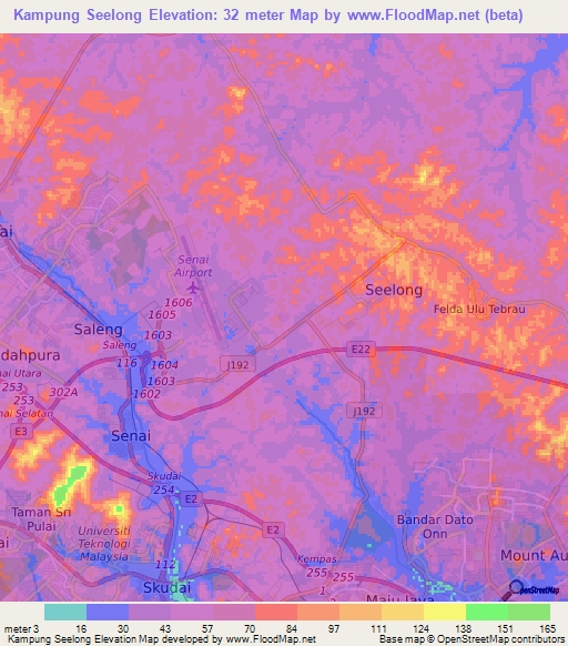 Kampung Seelong,Malaysia Elevation Map