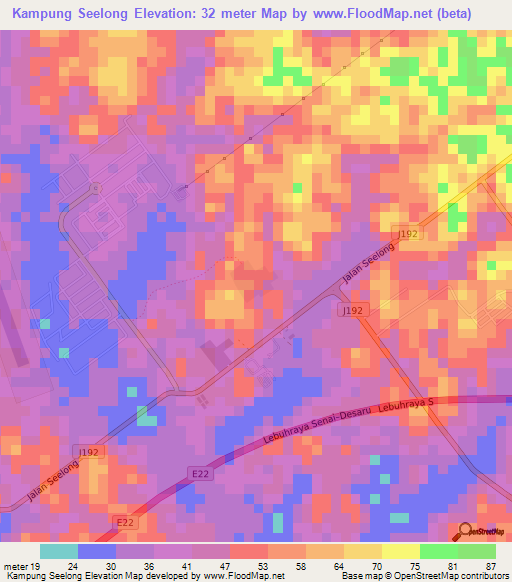 Kampung Seelong,Malaysia Elevation Map