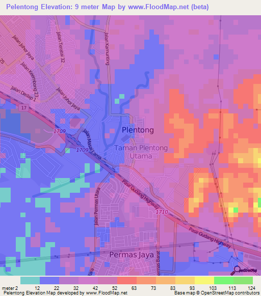 Pelentong,Malaysia Elevation Map