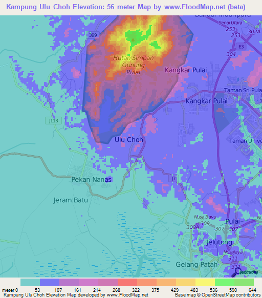 Kampung Ulu Choh,Malaysia Elevation Map