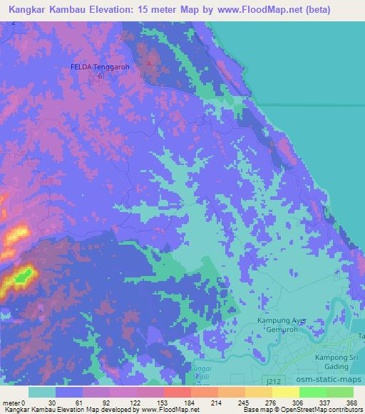 Kangkar Kambau,Malaysia Elevation Map