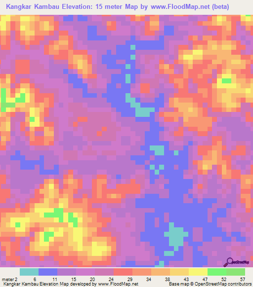 Kangkar Kambau,Malaysia Elevation Map