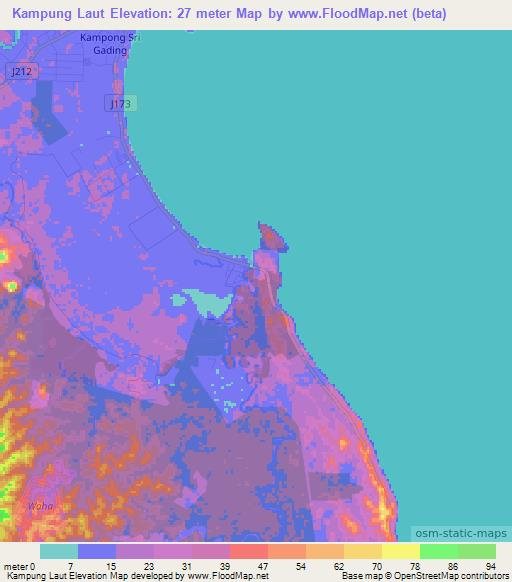 Kampung Laut,Malaysia Elevation Map