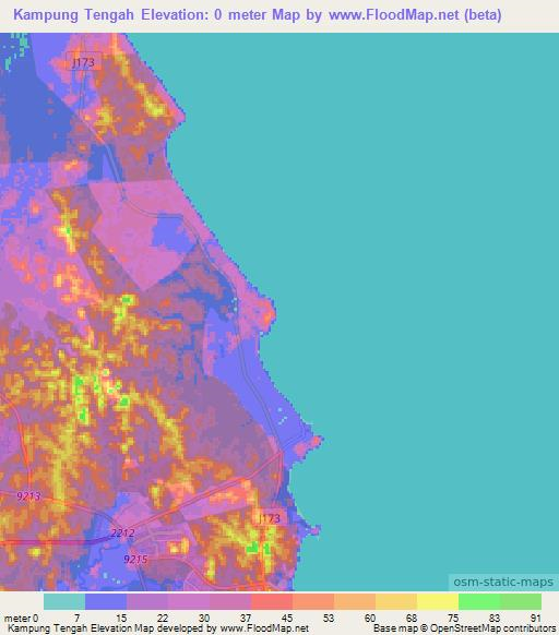 Kampung Tengah,Malaysia Elevation Map