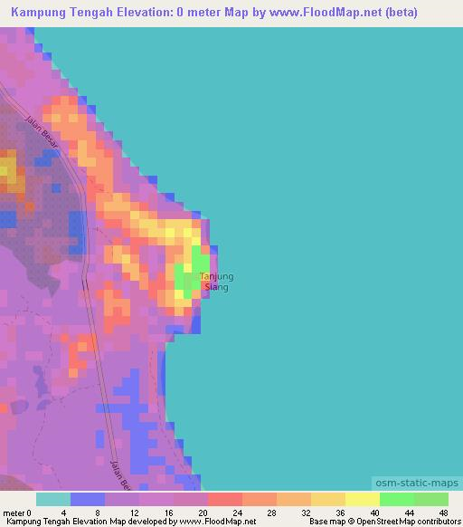 Kampung Tengah,Malaysia Elevation Map