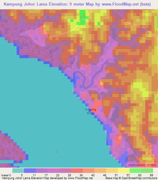 Kampung Johor Lama,Malaysia Elevation Map