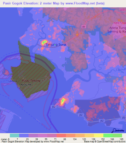 Pasir Gogok,Malaysia Elevation Map