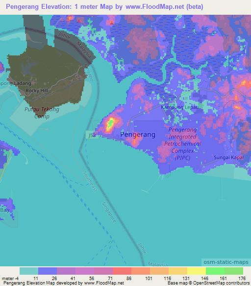 Pengerang,Malaysia Elevation Map